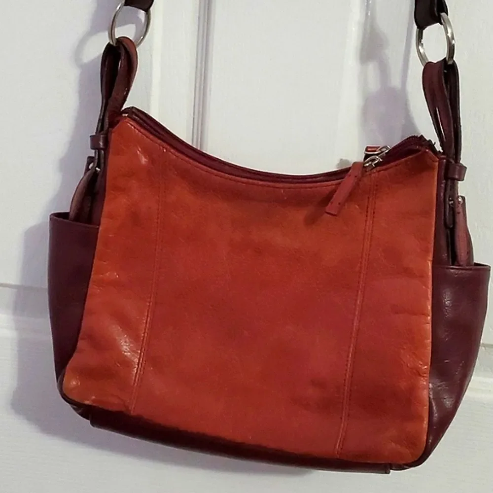 Aurielle Two Tone Leather Utility Multi-pocket Shoulder Bag Boho Retro